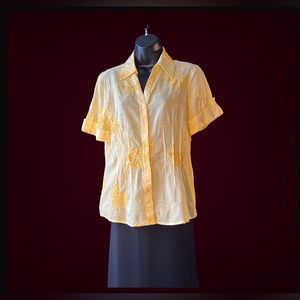 Vintage Short sleeved, cotton, Sheer blouse by Puli. Size 8.
